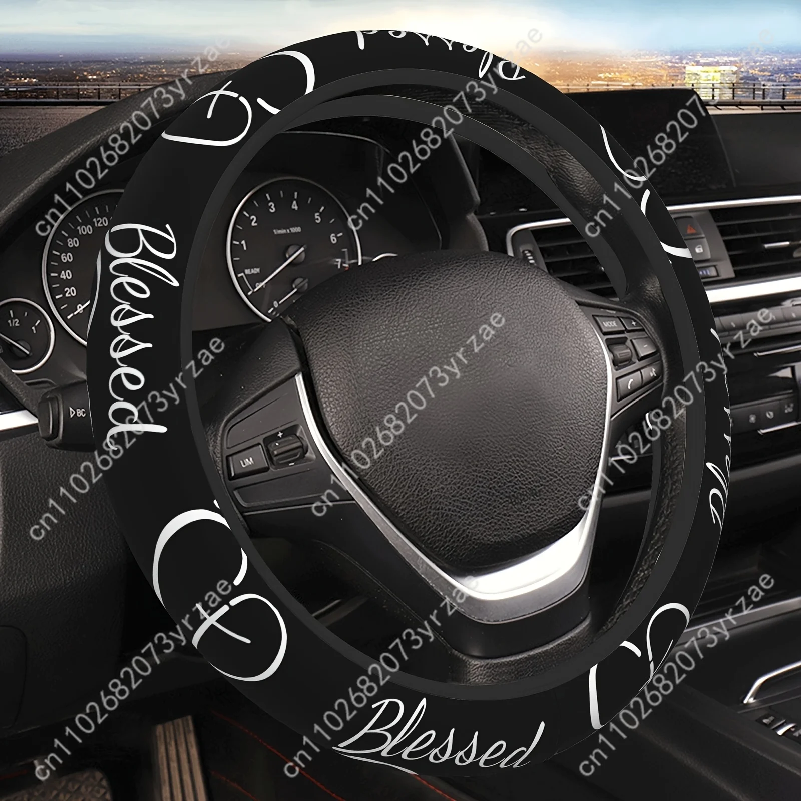 

Blessed Heart Pattern Car Steering Wheels Cover Universal Type Environmental Friendly Comfortablenon-slip Steering Wheel Wrap
