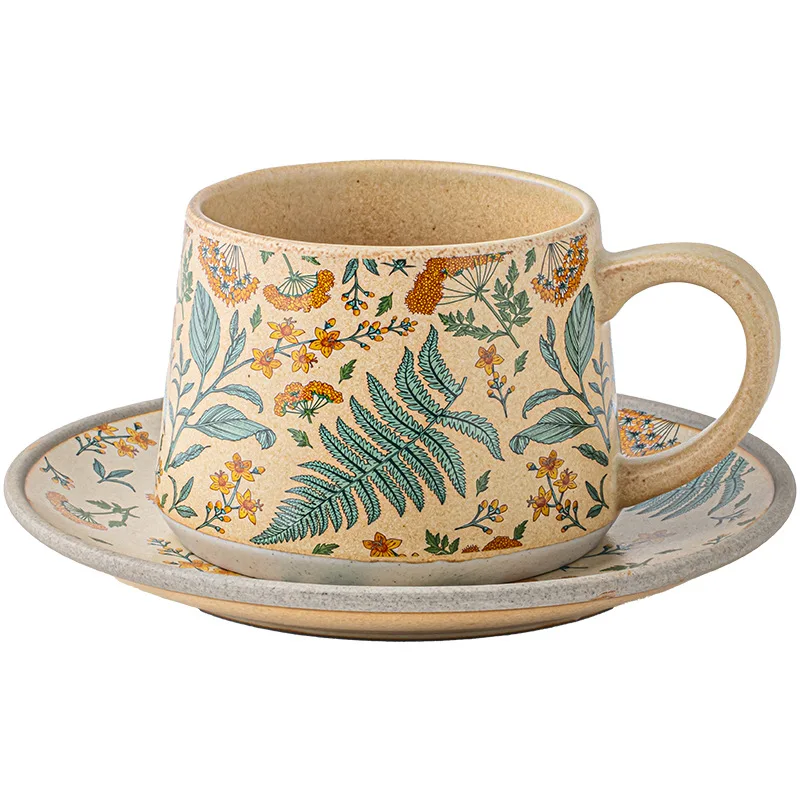 

Ретро-чашка для кофе PYH премиум-класса, антикварный набор чашек и блюдец, изысканная керамическая чашка для латте.