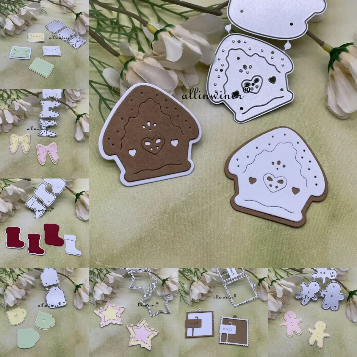 Multi Style House Candy Gingerbread Man Frame Tag Cutting Dies Assorted Shapes Die Cuts for Handmade Journal Album Card Making