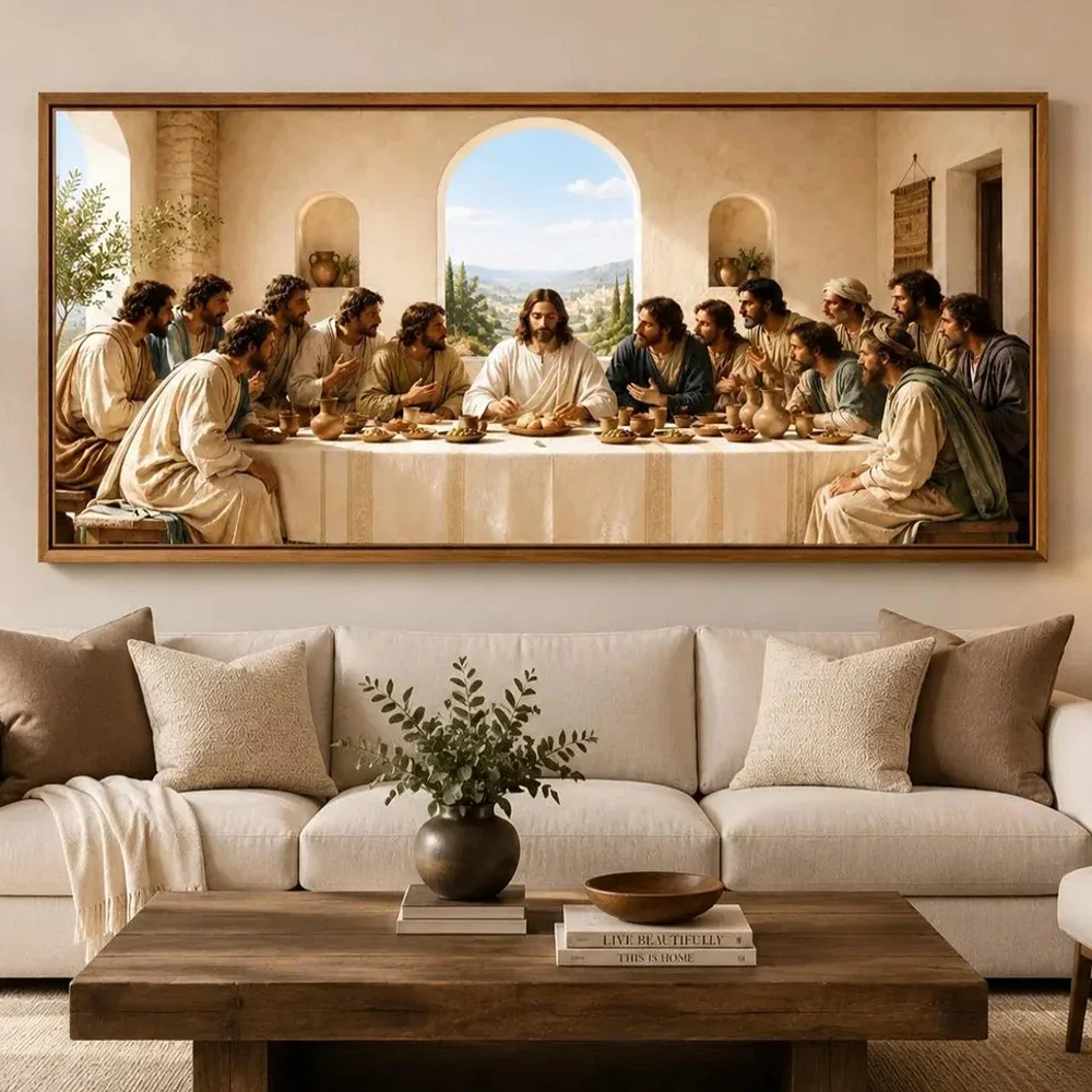 1pc frameless Canvas Painting Christian Religious The Last Supper Canvas Painting Jesus And Twelve Disciples Holy Communion Art