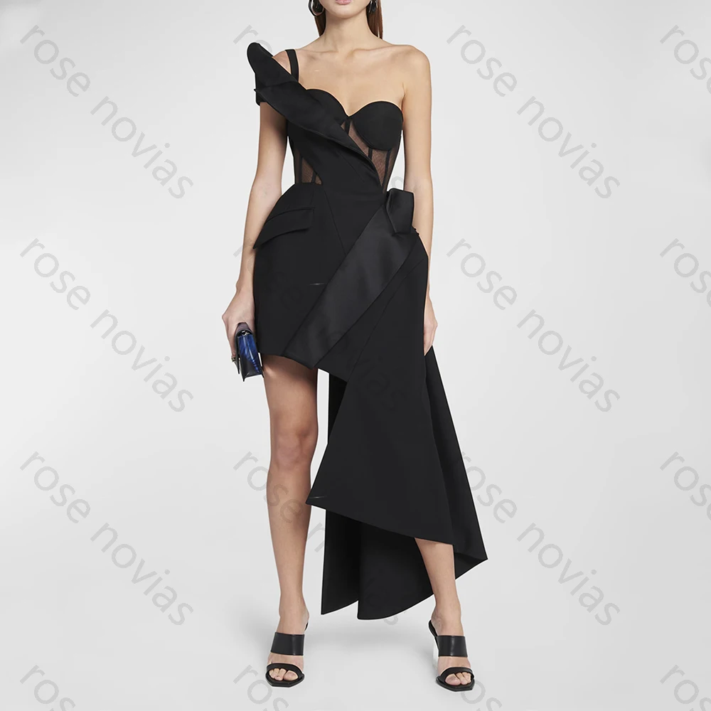 High Quality One Shoulder Short Sleeve Cocktail Sweetheart Irregular Tiered Sexy Women Fashion Banquet Party Customized Gown