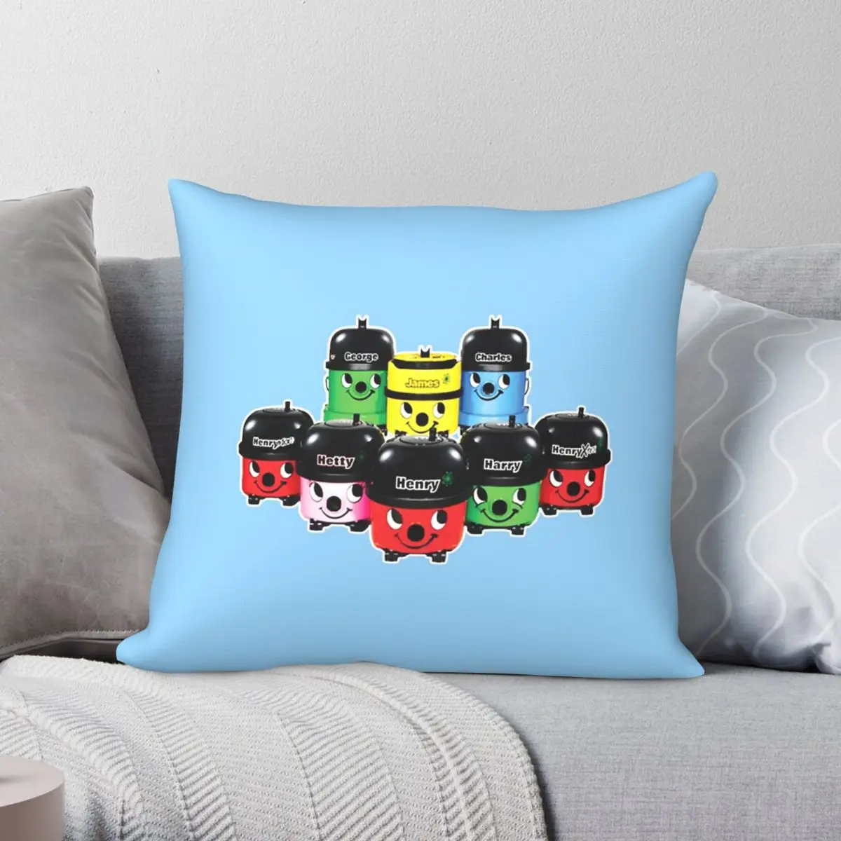 Henry Hoover And Friends Square Pillowcase Polyester Linen Velvet Pattern Zip Decor Pillow Case Room Cushion Cover