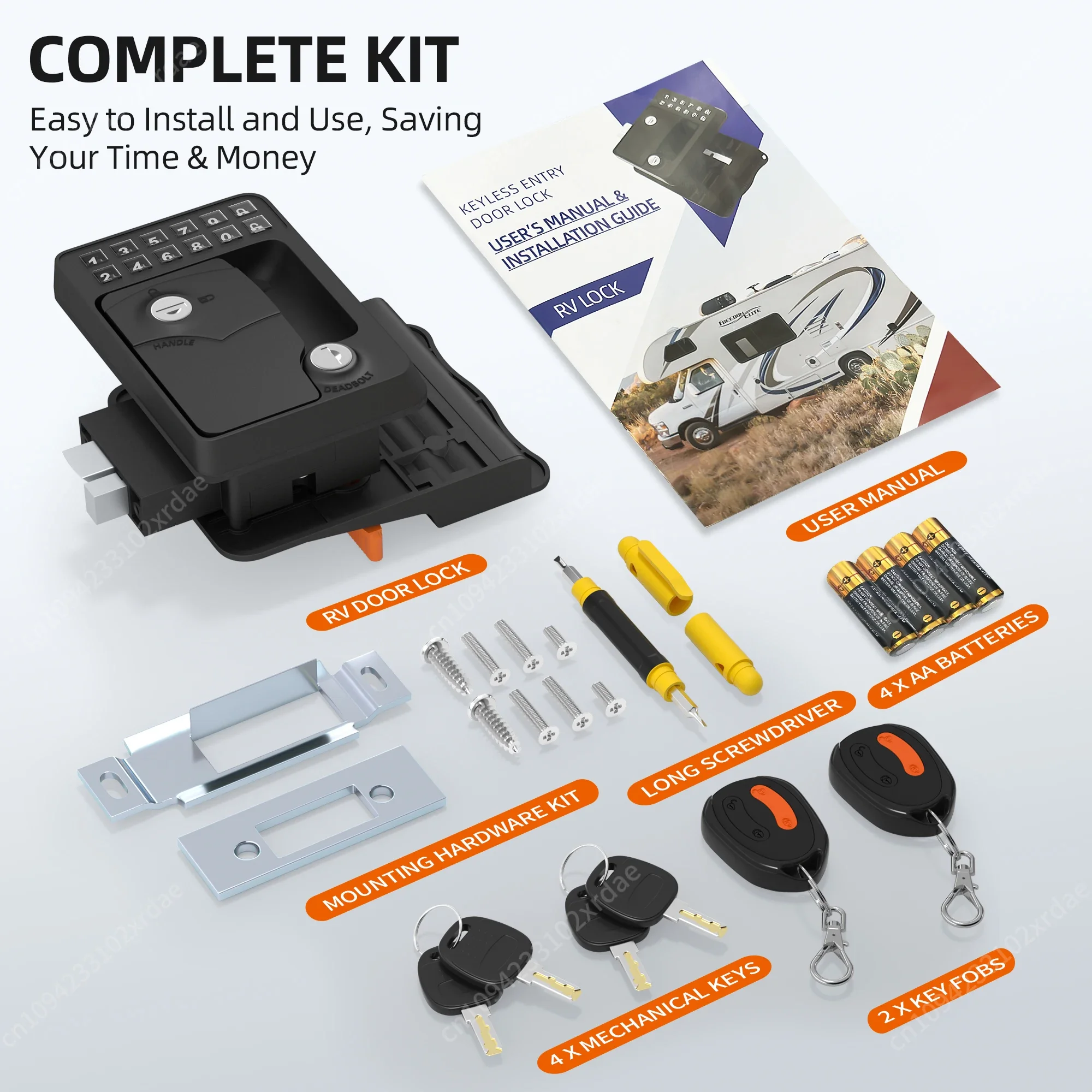 NewUpgrade Backlit Metal RV Door Lock Keyless Password Car Lock Remote Control Door Lock Waterproof