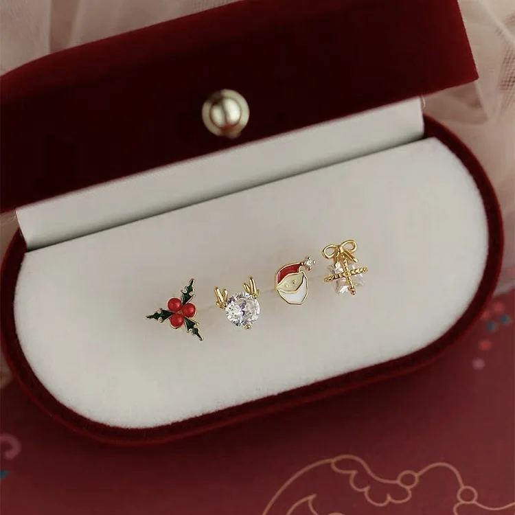Eve Jewelry & Watches Distribuidor Oficial Rolex Buenos Aires - 女性用マルチカラージルコニアイヤリング,4ピース,ドリップグルー,クリスマスジュエリー,パーティージュエリー,ヨーロッパとアメリカ