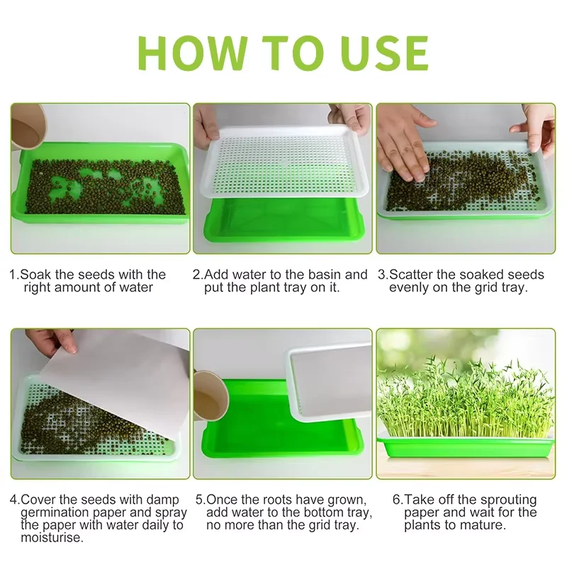 Seedling Trays for Sprouting Bean Sprouts Hydroponic Germination Pots and Home Cultivation of Soil-Less Vegetables