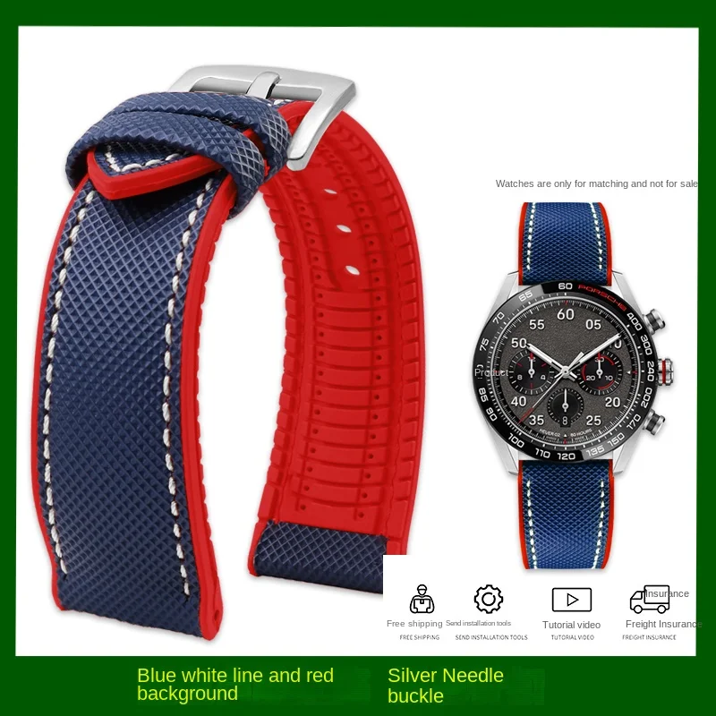 Canvas-Nylon-Kautschukarmband, 20 mm, 22 mm, 24 wasserdichtes Armband für Breitling Omega IWC Citizen TUDOR Hamilton Uhr Herrenzubehör