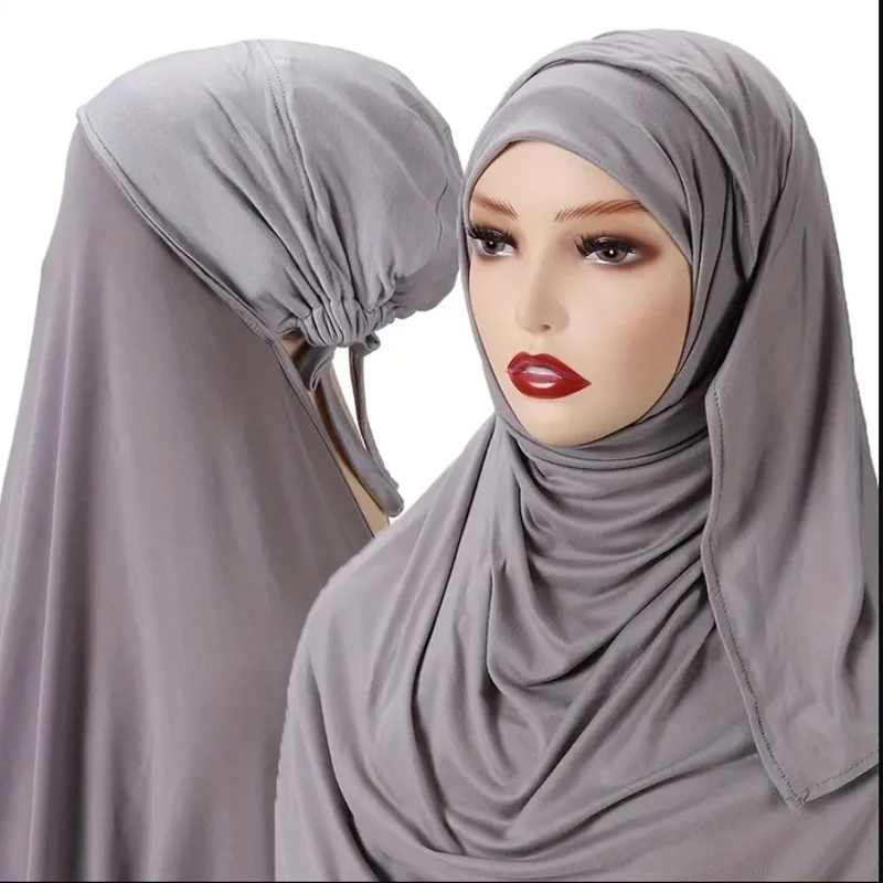 Instant Chiffon Hijab with Undercap Fashion Prayer Hijab for Women Head Wraps Under Scarf Caps Muslim Fashion Bandage