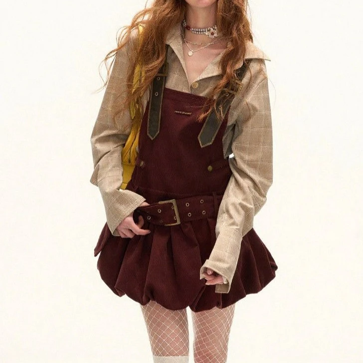 

New Strap Skirt Retro Casual Skirt Women's Short Versatile Suspender Dress