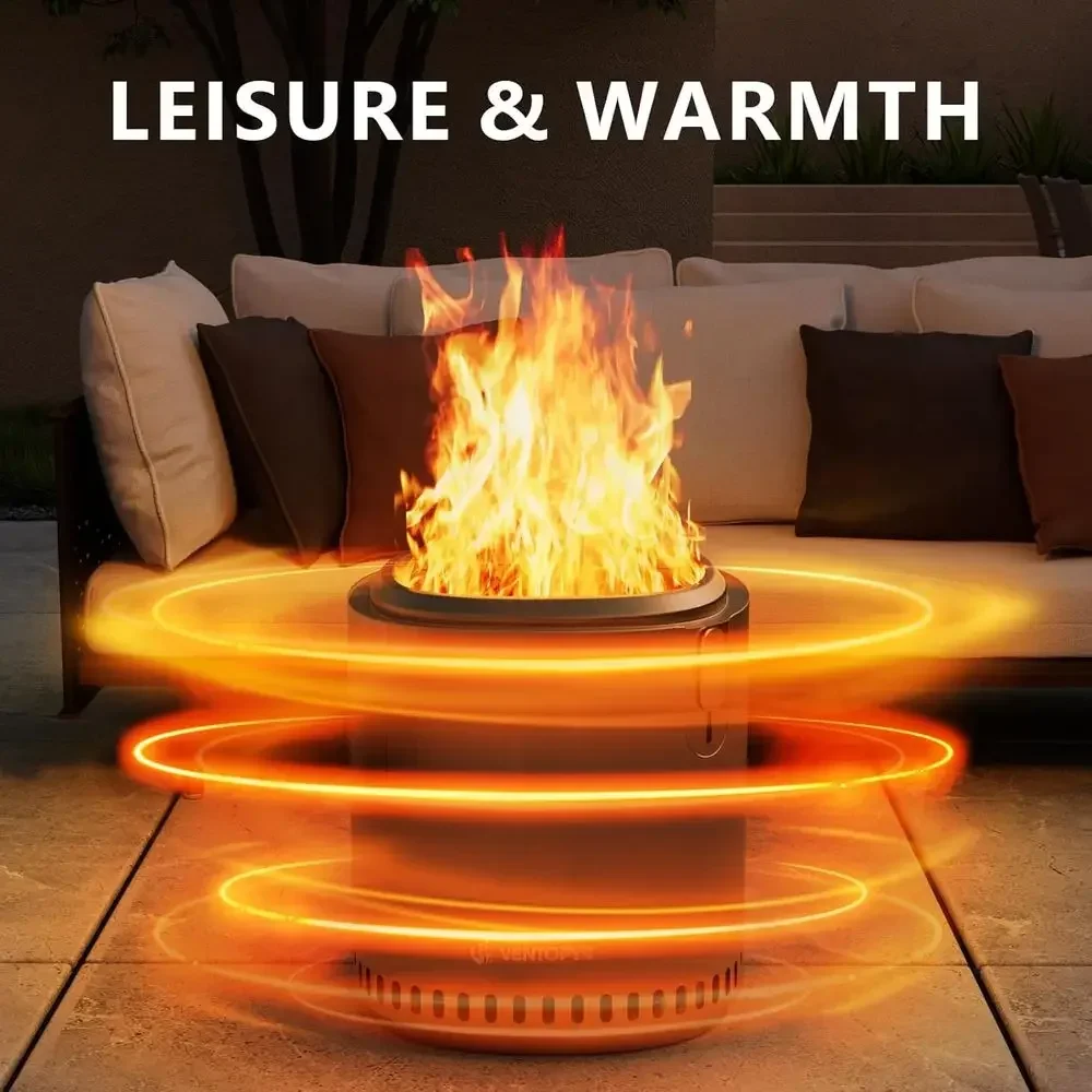 Portable Wood Burning Fire Pit with Adjustable Heat, Removable Ash Pan, and Carry Bag, Ideal for Camping and Backyard Use, 17x19