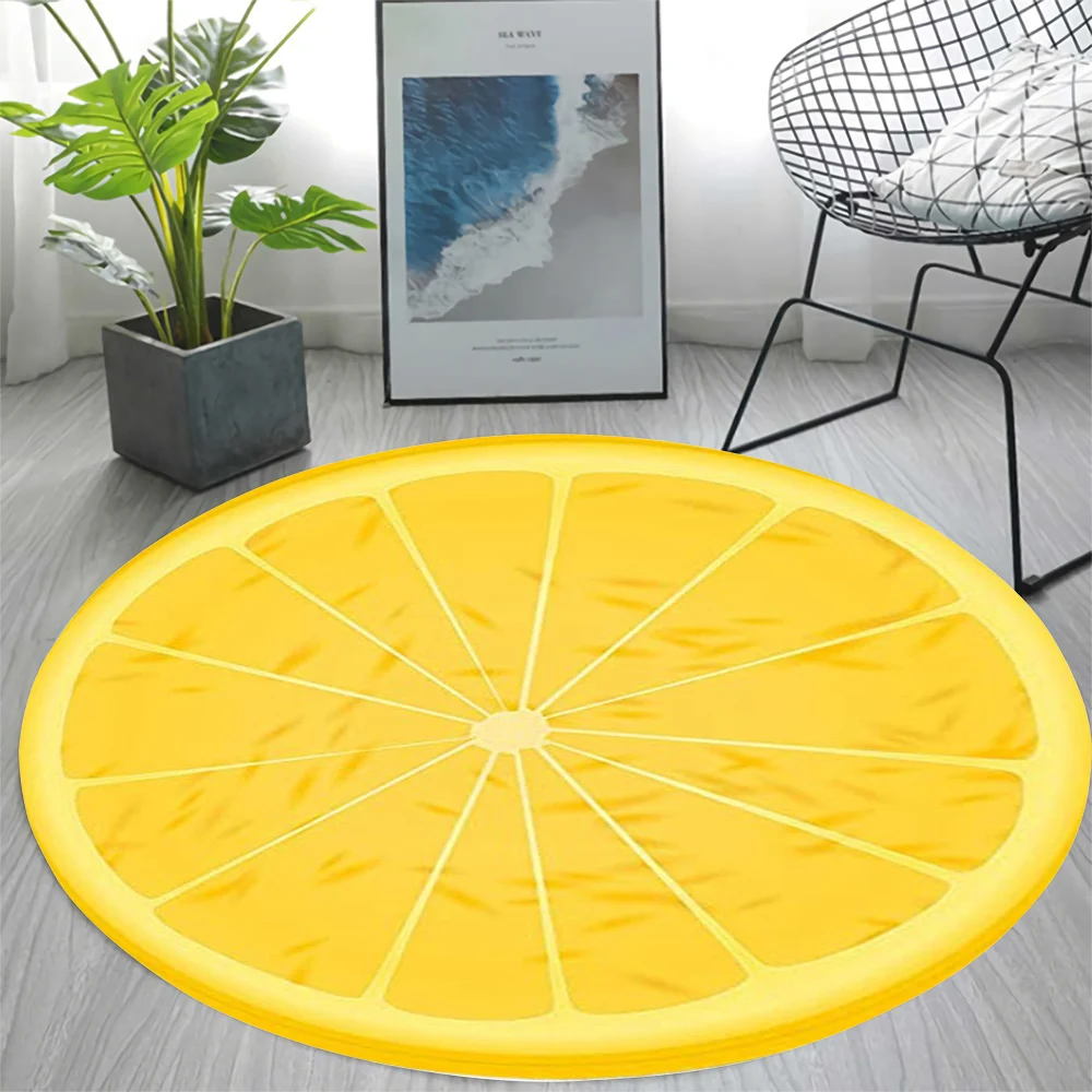 

CLOOCL Flannel Round Carpet Delicious and Juicy Oranges Pattern 3D Print Area Rugs for Living Room Bedroom Non-slip Floor Mat