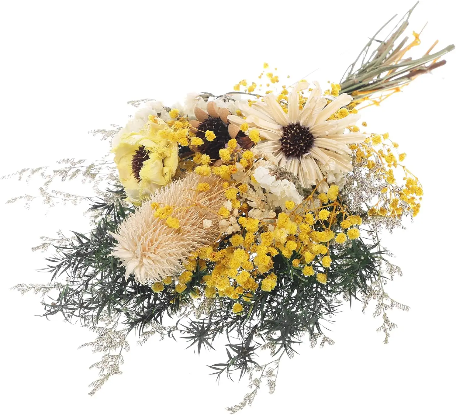 Natural Dried Flowers Bouquet Real Mixed Flower Arrangements Dried Baby's Breath Flowers Lover Grass Craspedia Billy Balls Daisy