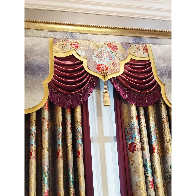 Duplex building European luxury atmosphere living room high-end American court luxury velvet cloth jacquard bedroom blackout cur