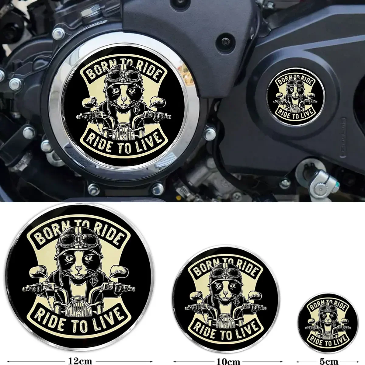 Cat Rider Motorcycle Aluminum Label Clutch Cover Stickers for Engine Decoration Decal