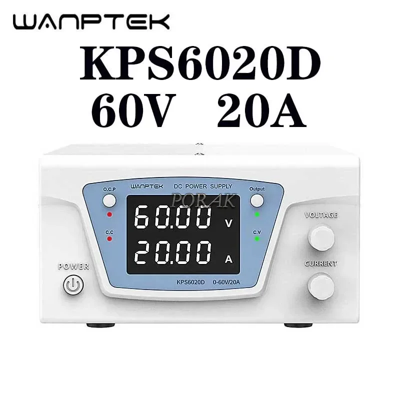 wanptek KPS6020D High precision High Power Adjustable LED Dual Display Switching DC power supply 220V EU 60V/20A