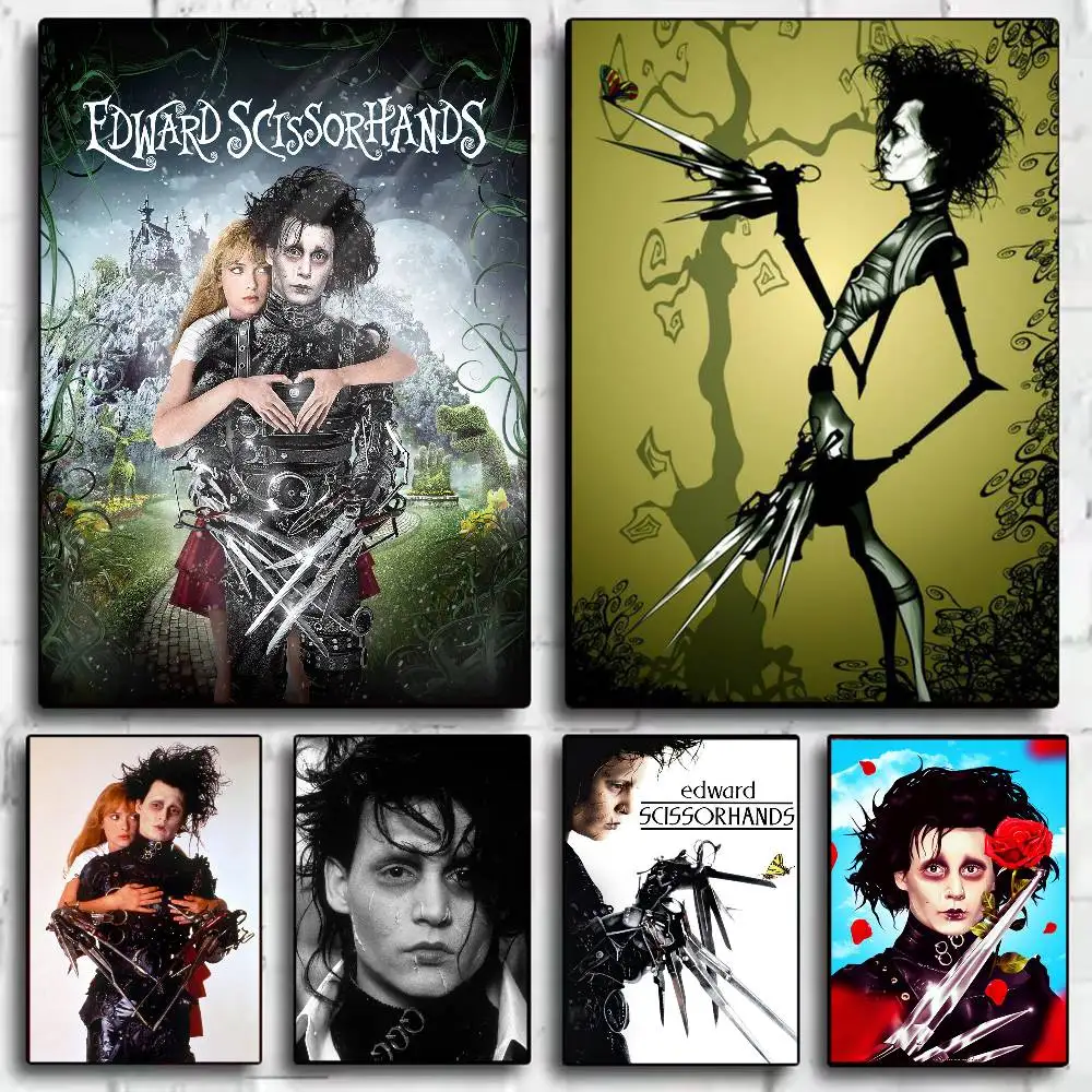E-Edward Scissorhands Movie Poster HD Art Sticky Wall Waterproof Home Living Room Bedroom Bar Aesthetic Decoration