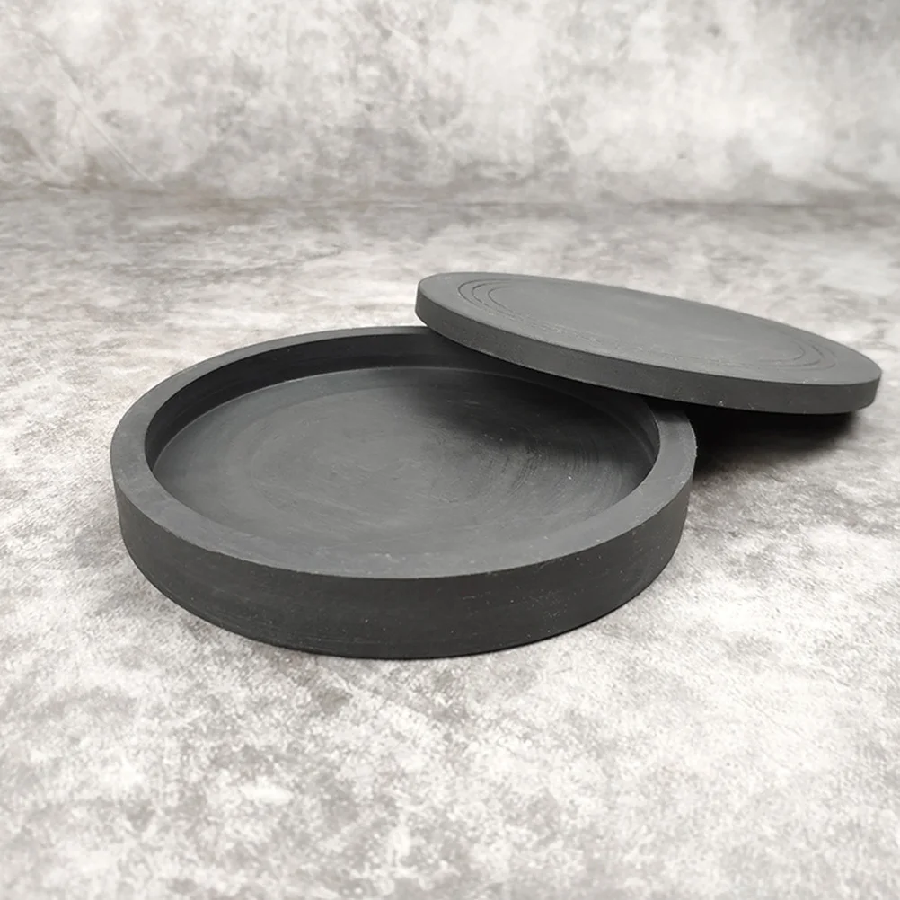 

4 Inch Traditional Inkstone Chinese Calligraphy Ink Grinding Stone Round Durable Portable Inkstone with Lid for Writing