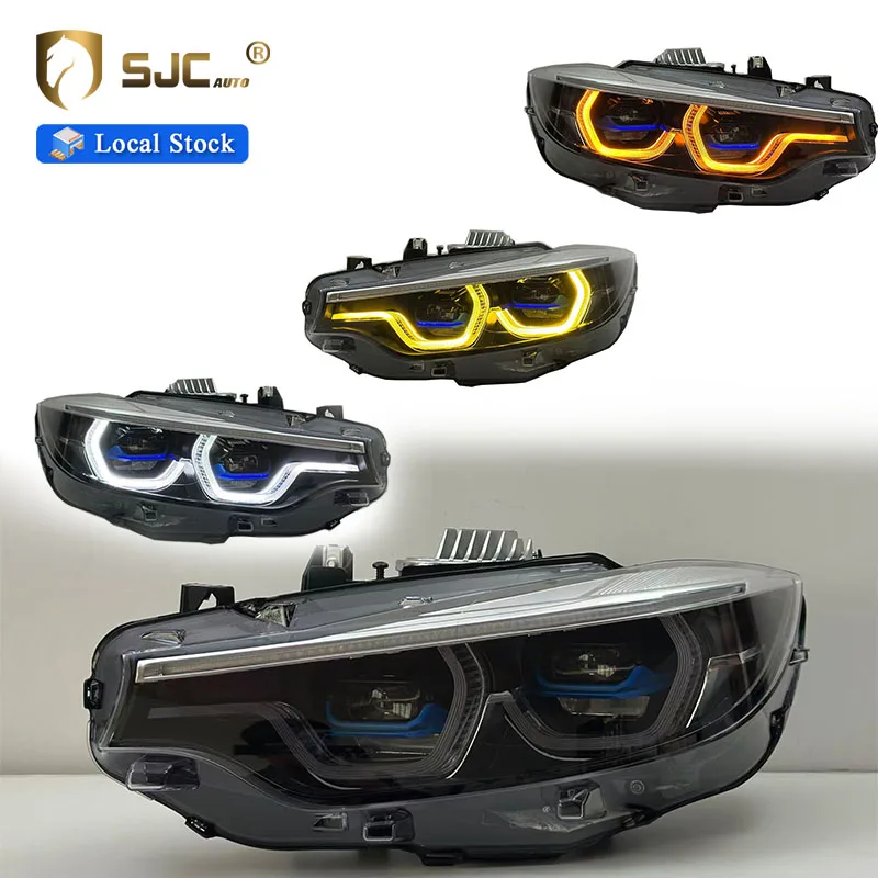 SJC Auto New V3 Ikon for BMW 4 Series F32 F82 F80 F36 Headlight Yellow White Amber DRL Tri-Color Front Lamps