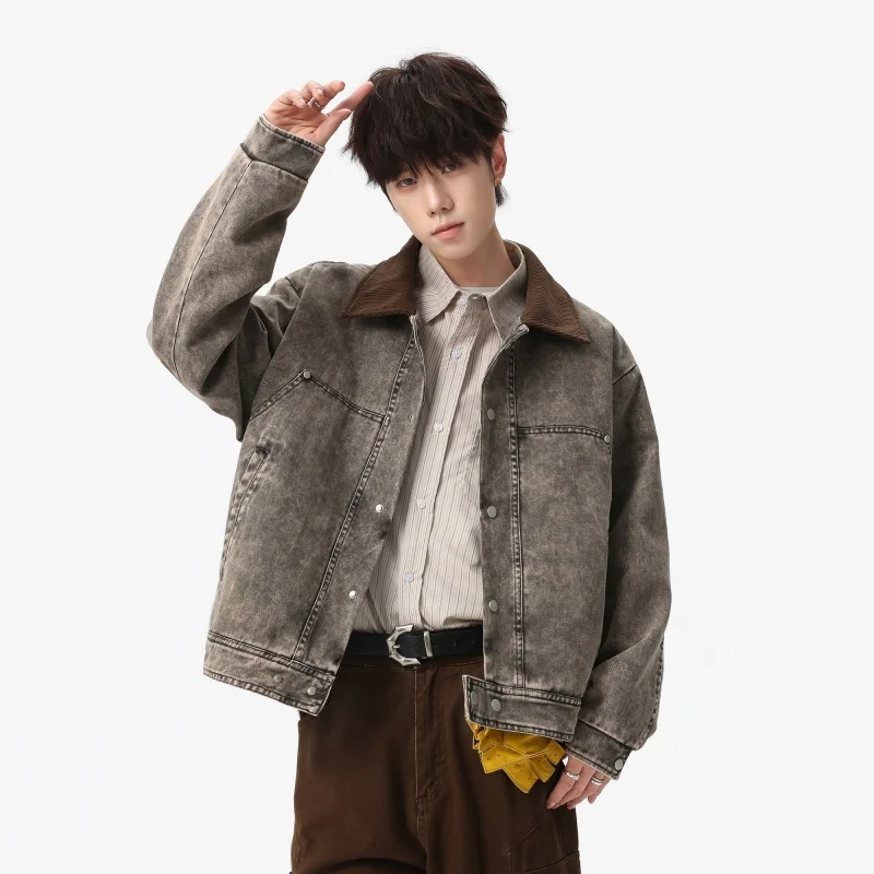 2029 Men's Coat Spring/Autumn Baseball-Style Clothing.  Model Pilot Jacket. Korean Version Trendy Workwear Casual Jacket.