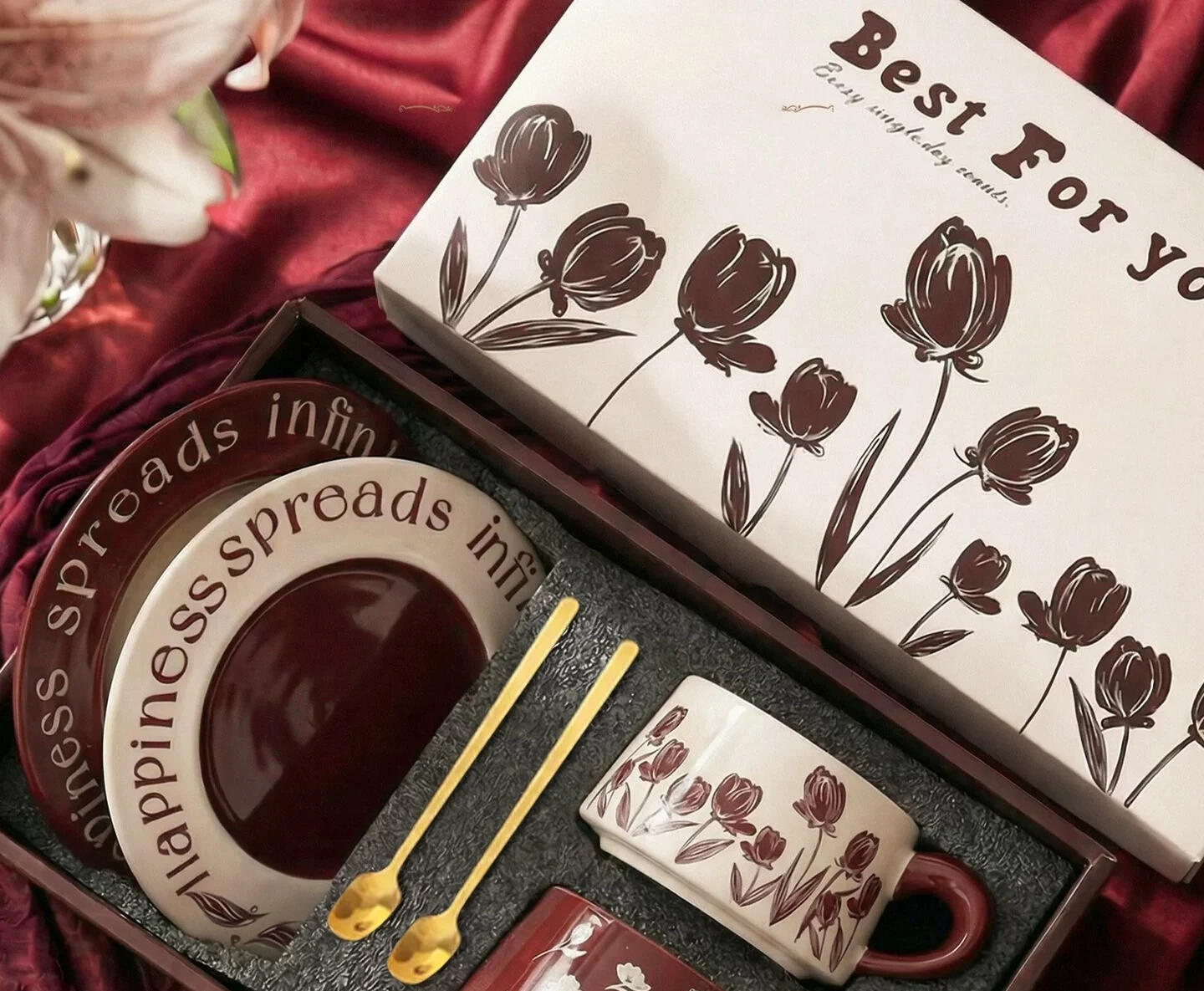 PYH coffee water cup couple exquisite high-end engagement special gift box wedding ceramic coffee cup saucer