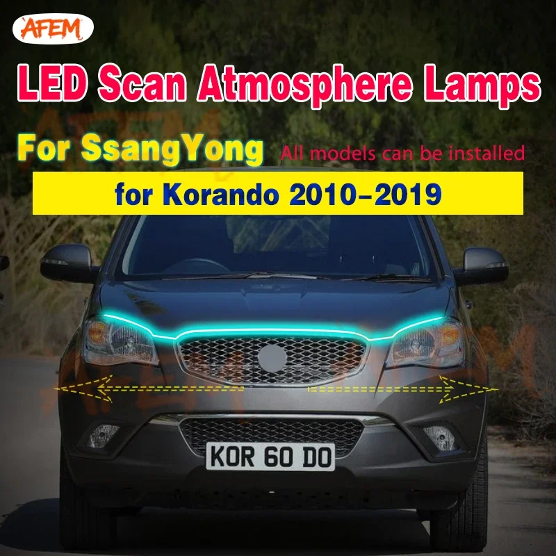 Scan Starting Car Hood Light Daytime Running Lights Flexible Waterproof Led Lights Strip For SsangYong New Actyon Korando 10-19