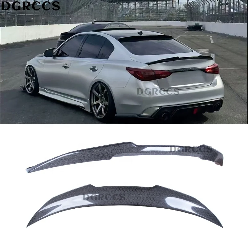 

Original For Infiniti Q50 Q50S Q50L PSM style Honeycomb carbon fiber non perforated rear spoiler trunk wing 2013-2023 Carbon