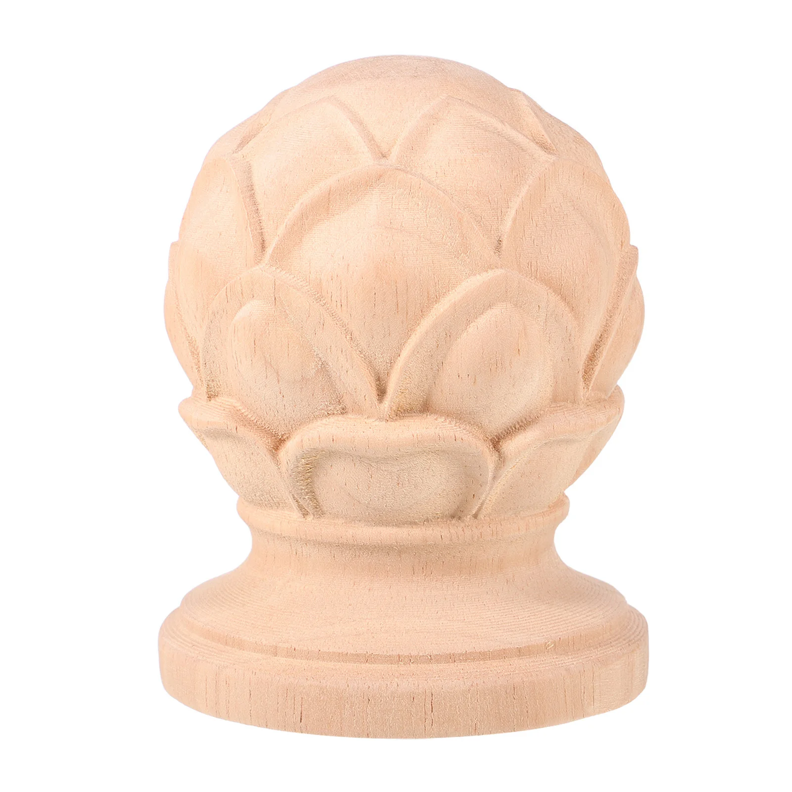 

European Carved Wood Stair Finial Solid Hardwood Staircase Post Top For Home Interior Railing, Unfinished Pineapple Design