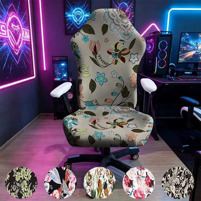 1PC Vintage Floral Paisley Gaming Chair Cover, E-sports Stretch Elastic Anti-Scratch Slipcover for Gamer & Office Chair