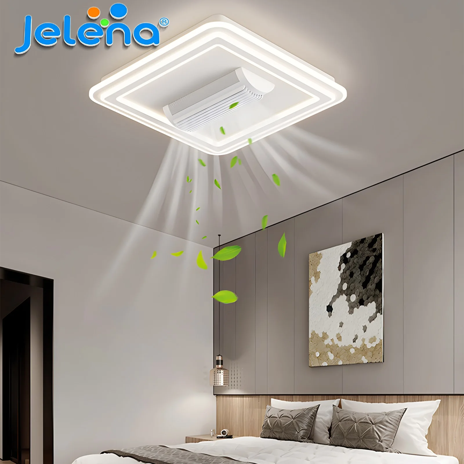 Jelena Invisible sans feuilles LED ventilateur de plafond lumière intérieure intelligente chambre salon ventilateur avec télécommande lampe suspendue