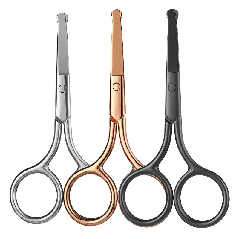 

1PC Stainless Steel Round Safety Nose Hair Scissors Eyebrow Makeup Scissor for Beard & Facial Hair Men Women Beauty Scissor