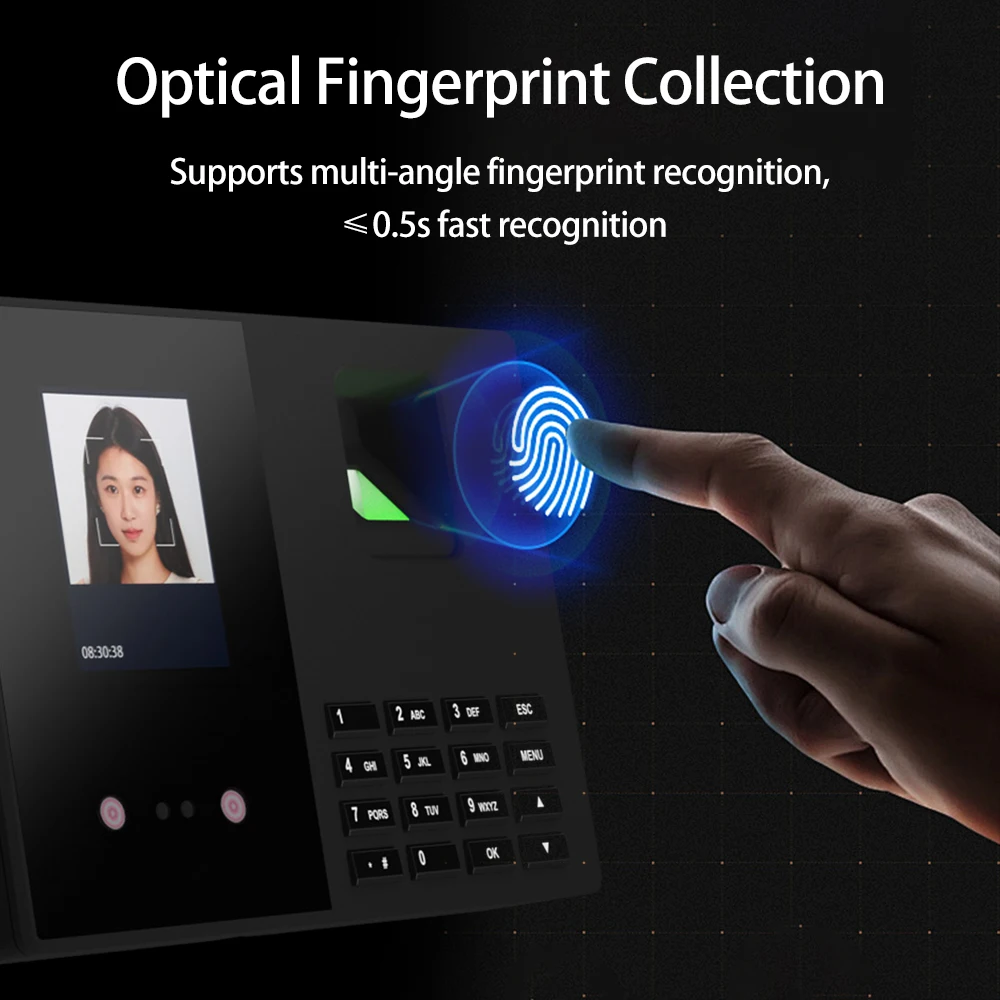 【HOT】Time Attendance Face Recognition Time Clock Support Fingerprint Password Palm Print Facial Fast Recognition for Employees