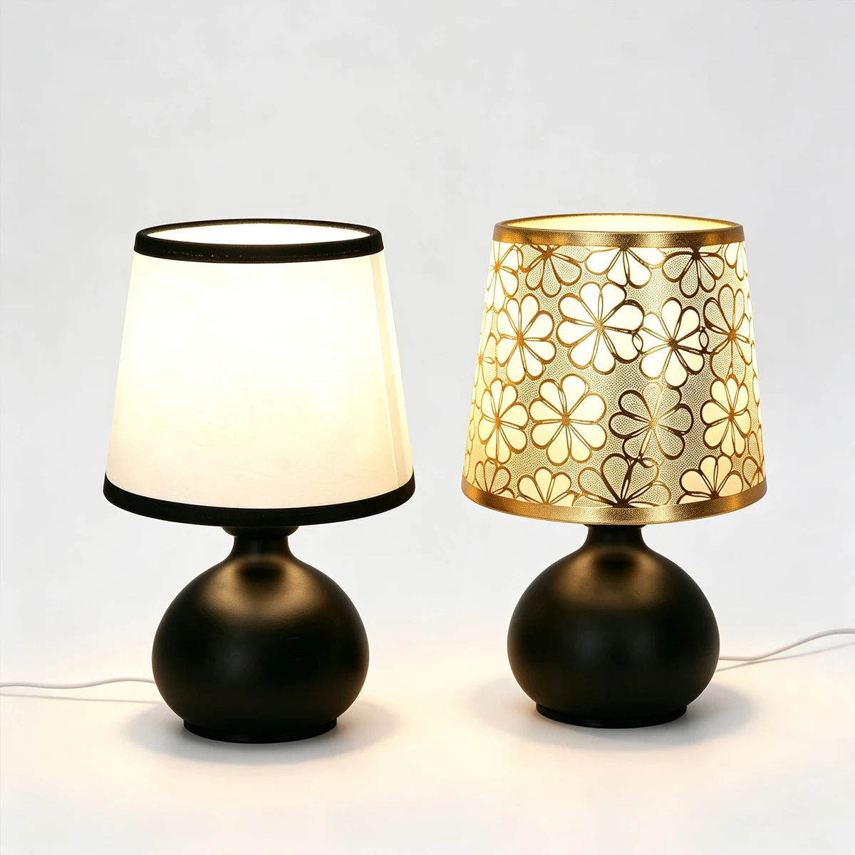 1PC Spherical Base Fabric Lampshade Bedside Table Lamp USB Plug-In Home Decor Lighting Housewarming Gift