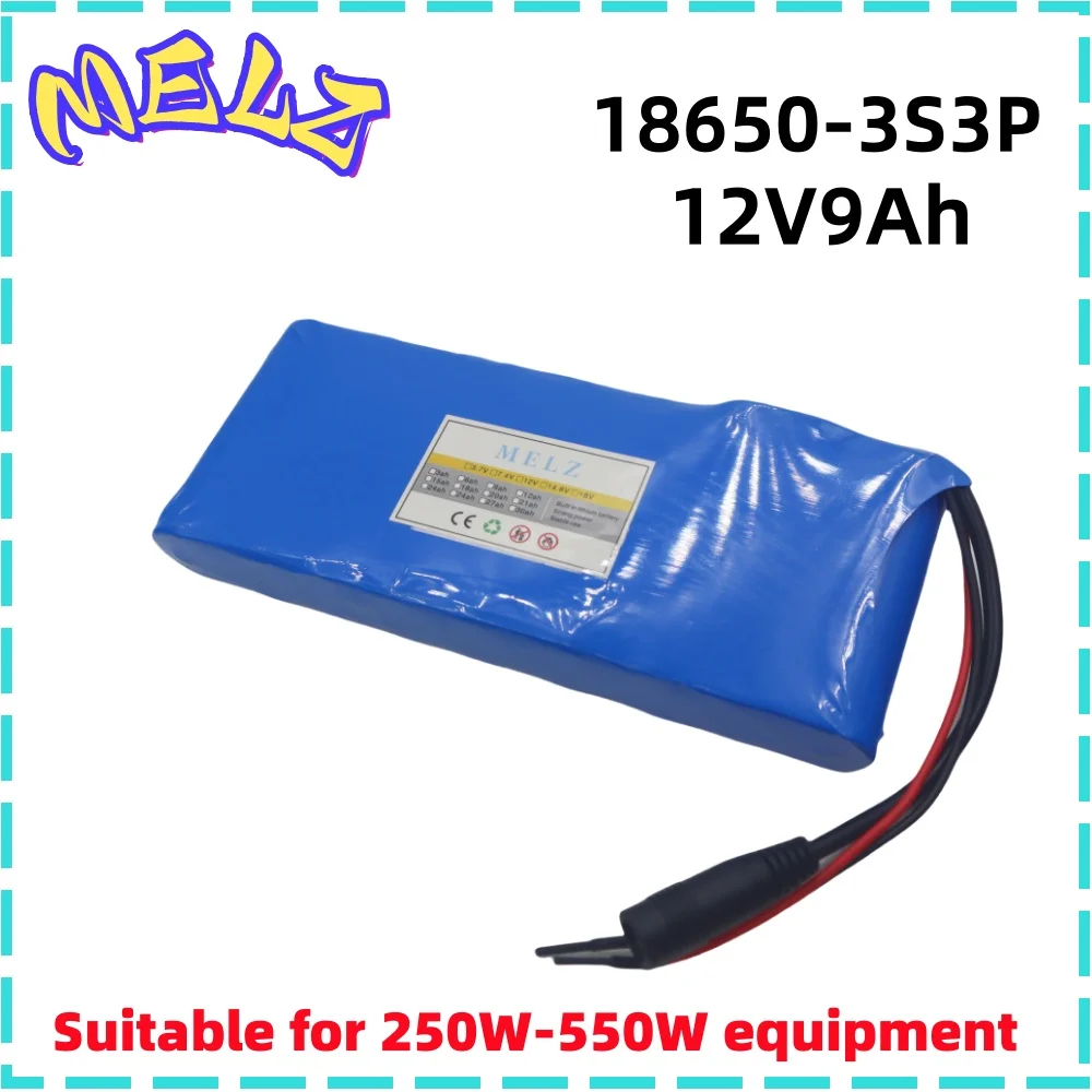 New portable 3S3P12V9000mah rechargeable lithium-ion battery pack for LED lights, backup camera 12V mobile power Etc+charger