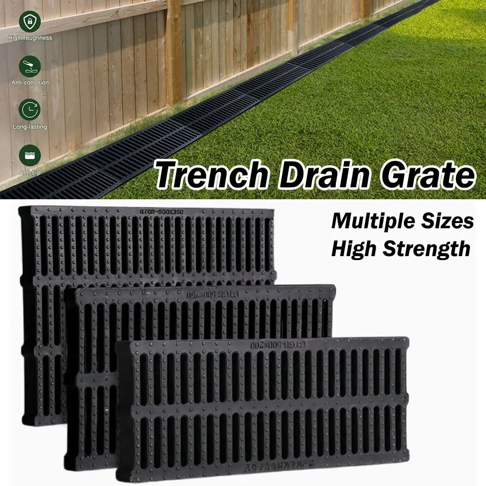 جديد عالي القوة غطاء خندق مستطيل أسود المرآب الطابق استنزاف الراتنج البلاستيك صر درب في الهواء الطلق