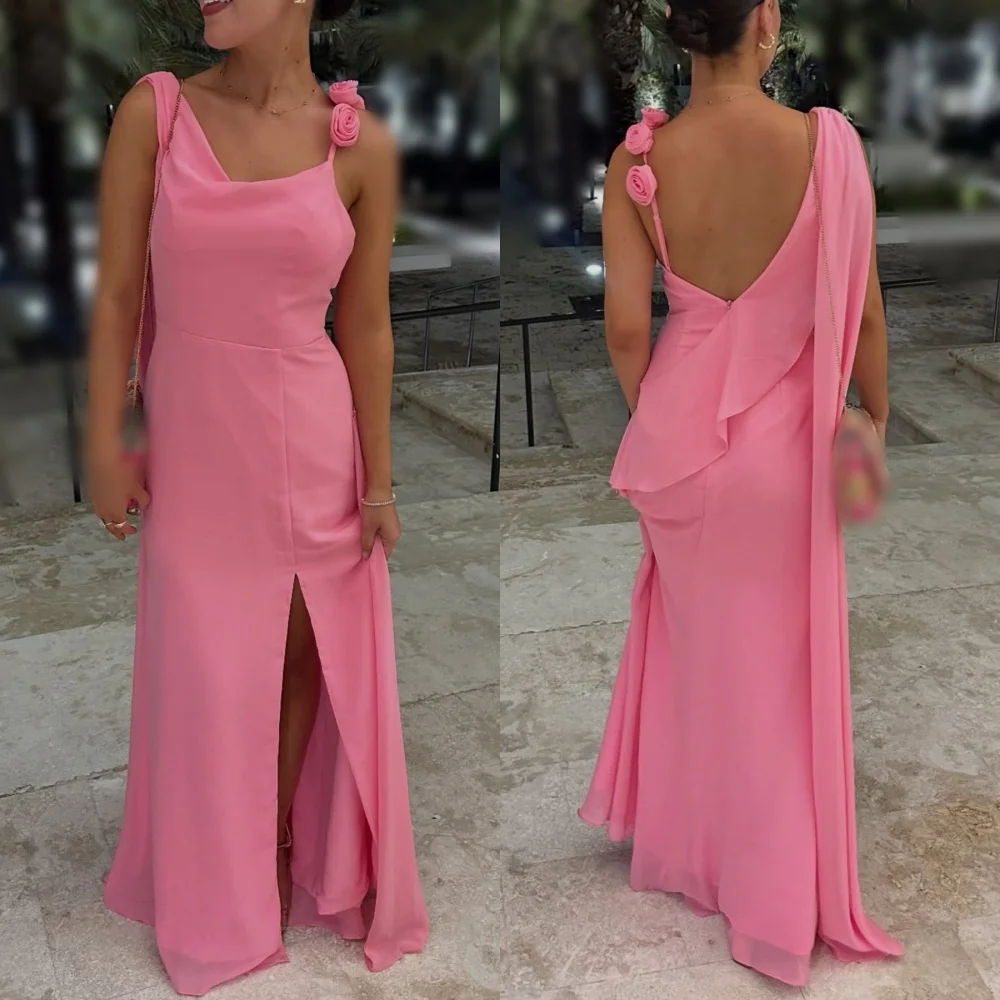 

Customized Jersey One-shoulder With Flowers Trumpet Long Dresses Bespoke Occasion Dress Woman Elegant Party Wedding