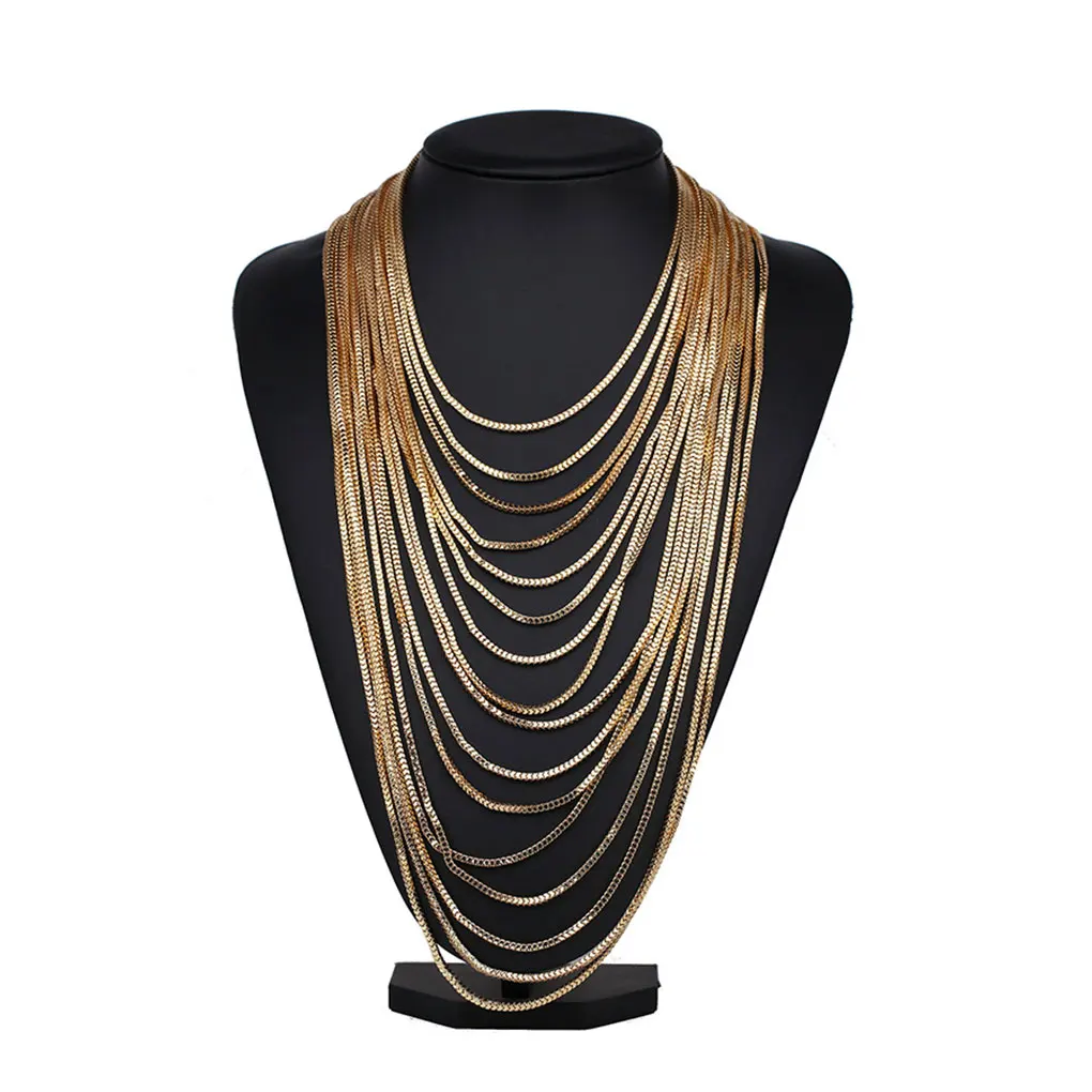 Metal Chain Choker Vintage Style Maxi Multilayer Necklaces Banquet Jewelry