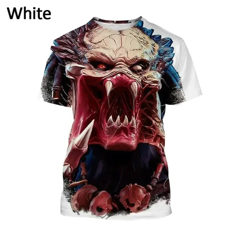 

Summer Horror Movie Cool Print Predator Men's 3D Graphic T-shirt Fashionable Casual Neutral Alien Short Sleeved Harajuku Top 6XL