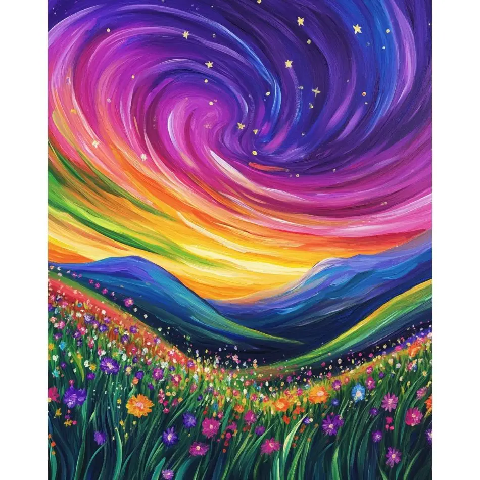 RUOPOTY Colorful Starry Sky Diamond Painting Wall Decor Diy Gift Landscape Full Round Paint By Diamonds For Adults Diy Making