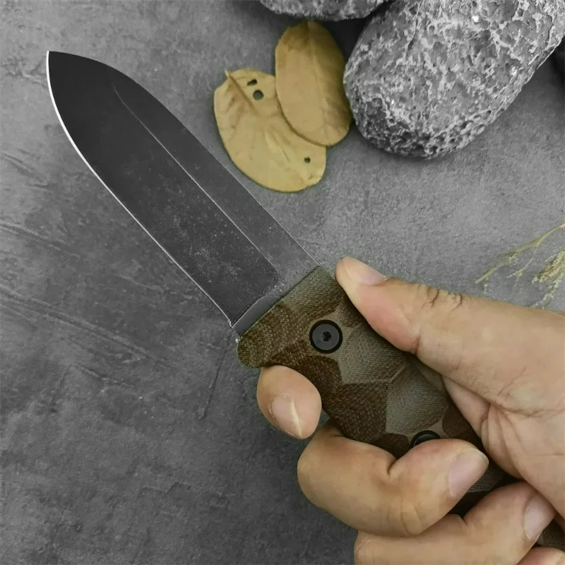 esee Daily Carry Coltello dritto ad alta durezza Acciaio D2, Coltello da tasca portatile EDC da campeggio all'aperto Pratico coltello da taglio