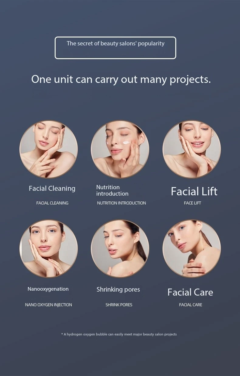 Zesde generatie waterstofzuurstof kleine bellenreinigend huidbeheerapparaat, mee-eter verwijderen, zuurstofinjectie en hydratatie