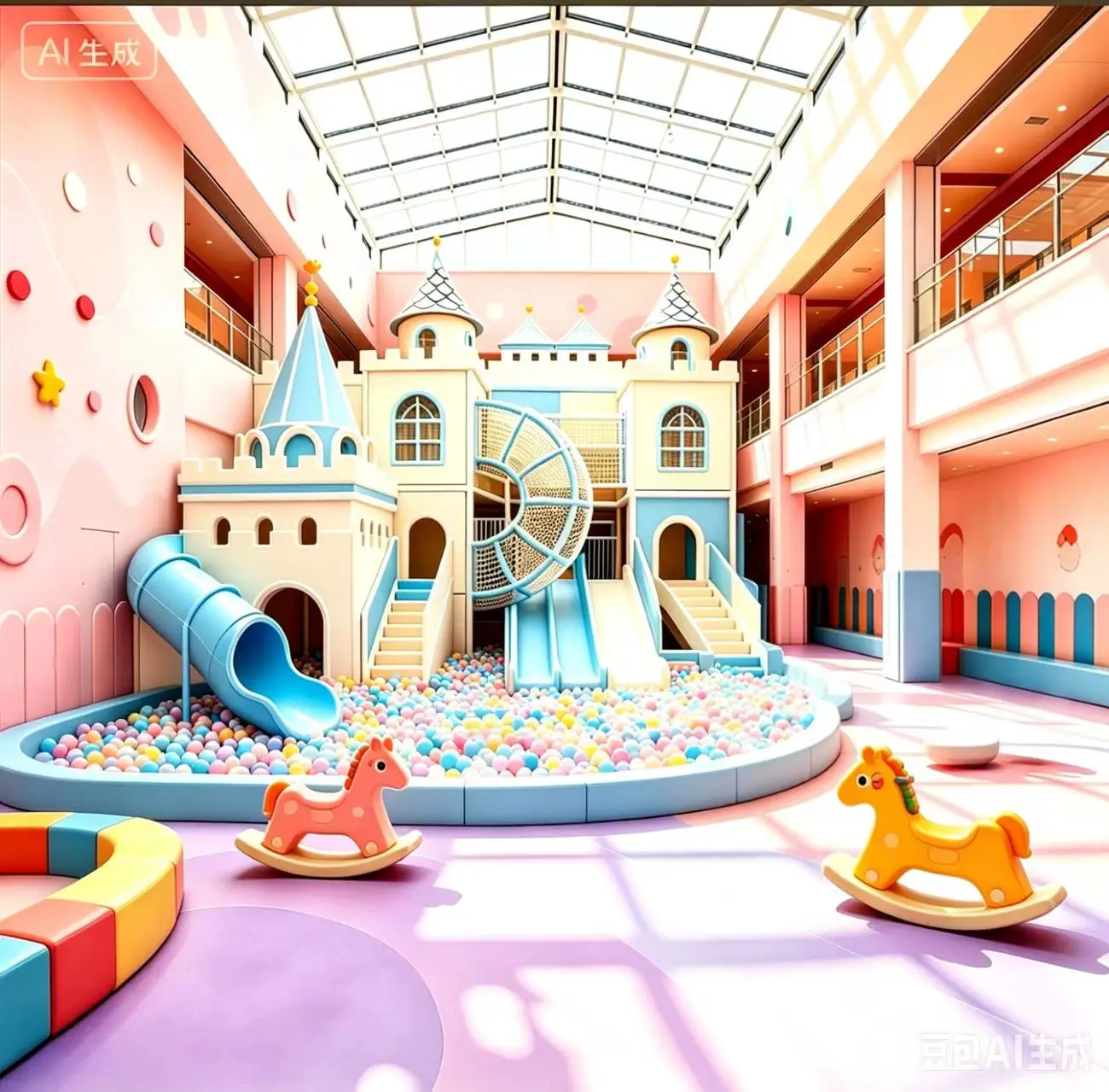 All-in-One Compact Soft Play Gym Set, Fence and Ball Pool for Home Backyard, Small School Activity Room, Indoor Kids Play Area