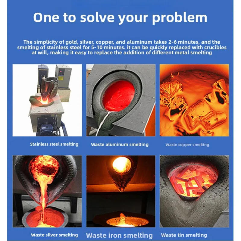 Medium Frequency Metal Copper Gold Silver Aluminum Iron High Temperature Melting Furnace