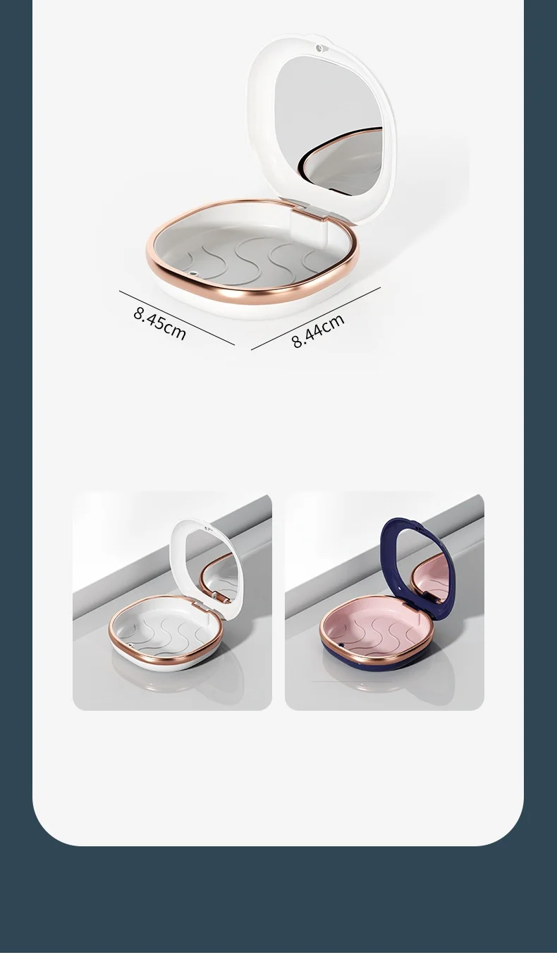2 Stück Aufbewahrungsbox mit Spiegel – Invisalign-Box, tragbare magnetische Aufbewahrungsbox für Zahnspangen, Prothesen und Zahnspangen. – Detail 3