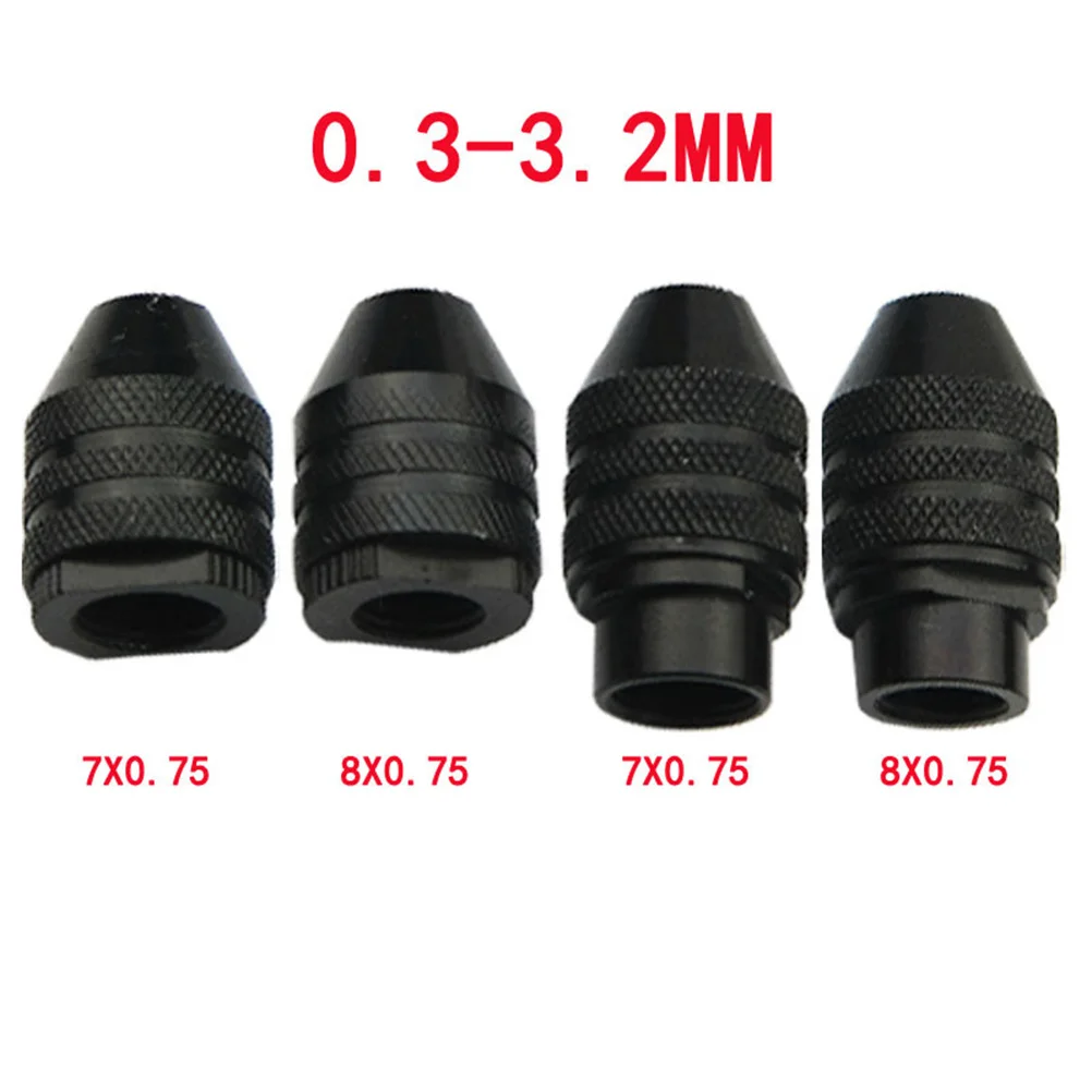 Mini Keyless Black Alloy 3-Jaw Drill Chuck Converter Adapter Instant Lock Hold 03-32mm Drill Bits Impact Driver