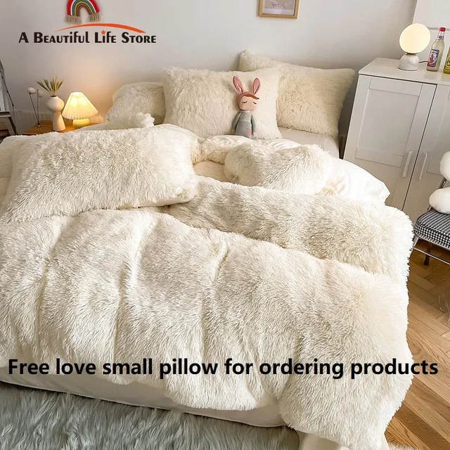 Shaggy Super Soft Coral Fleece Bedding Set Warm Cozy Princess Bedding Set Mink Velvet Duvet Cover Set Bed Linen Pillowcases AliExpress