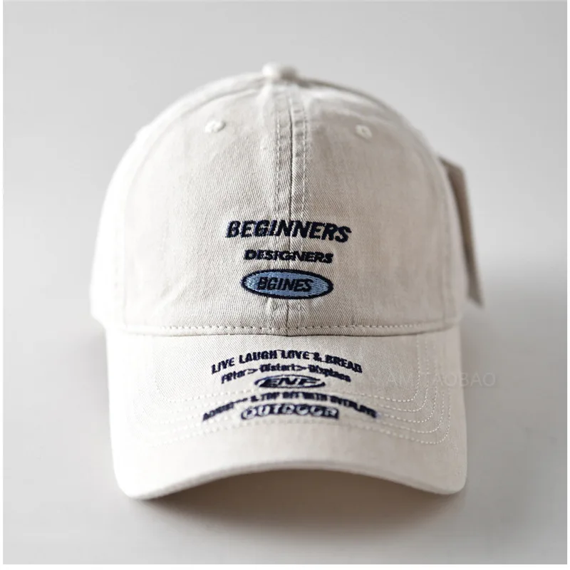Vintage washed cotton unisex Baseball Cap with Multi-Line Retro Letter Embroidery Unstructured dad hats for women and men
