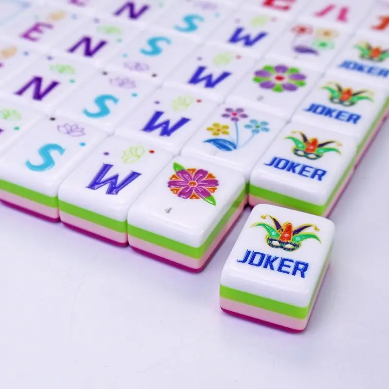 Hand-painted Luxury Modern American Mahjong Tile Set Petal Pink Acrylic 160-Tile Eco-Friendly Durable 4-Player Entertainment