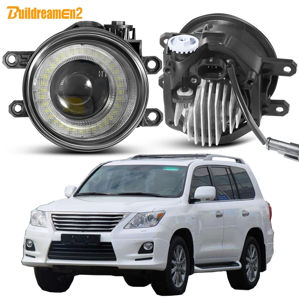 2 X Car Front Bumper Fog Light Assembly For Lexus LX570 2008-2014 40W 4000LM LED Lens Angel Eye DRL Daytime Running Lamp H11 12V