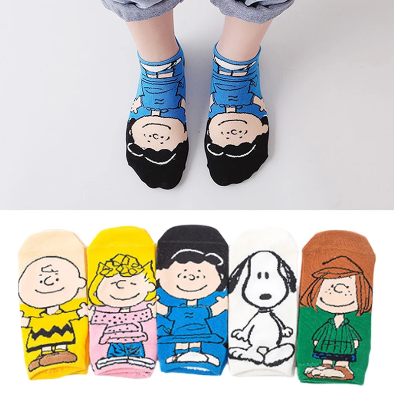 

Snoopy Boat Socks Summer Women Invisible Low Cut Ankle Socks Cartoon Breathable Short Socks Sweat Absorbing Sport Cotton Sock