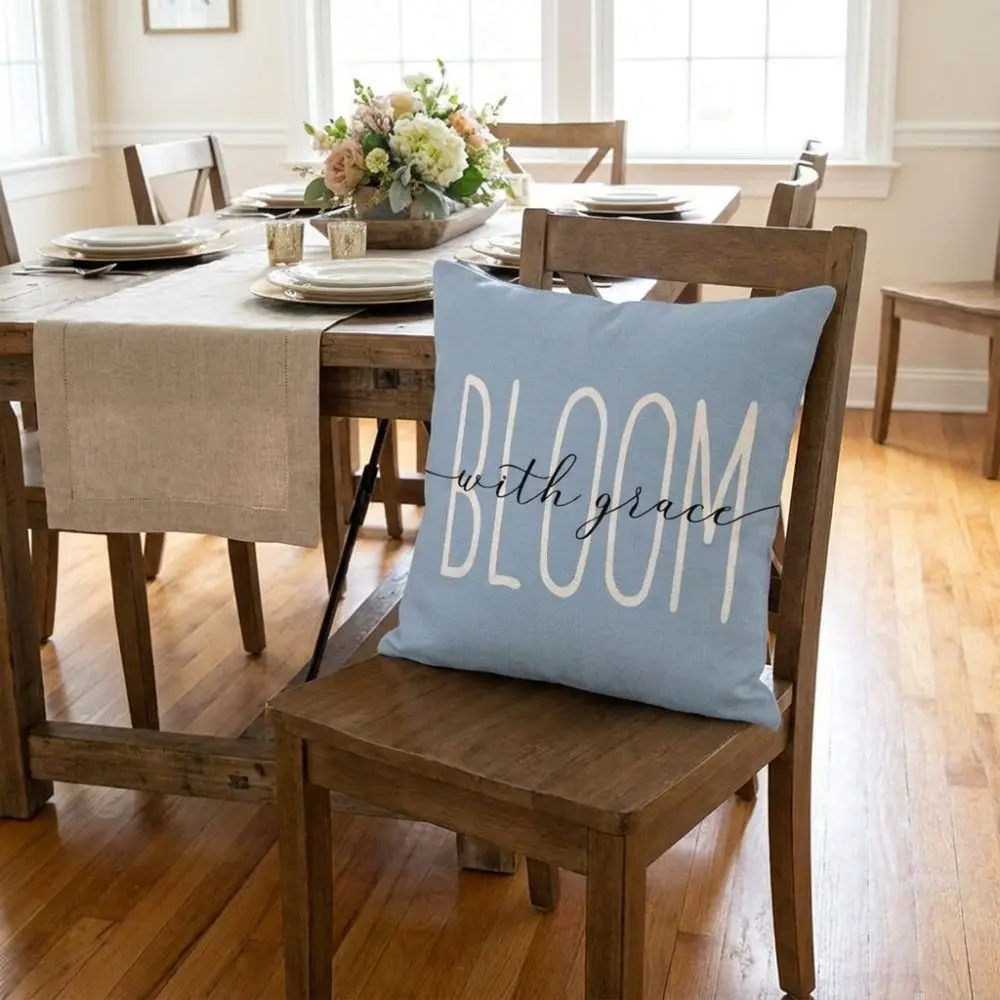 Decorative Skin-Friendly Hydrangea Cushion Cover Flower Printed Linen Throw Pillow Cover Soft with Zipper Cushion Case Sofa