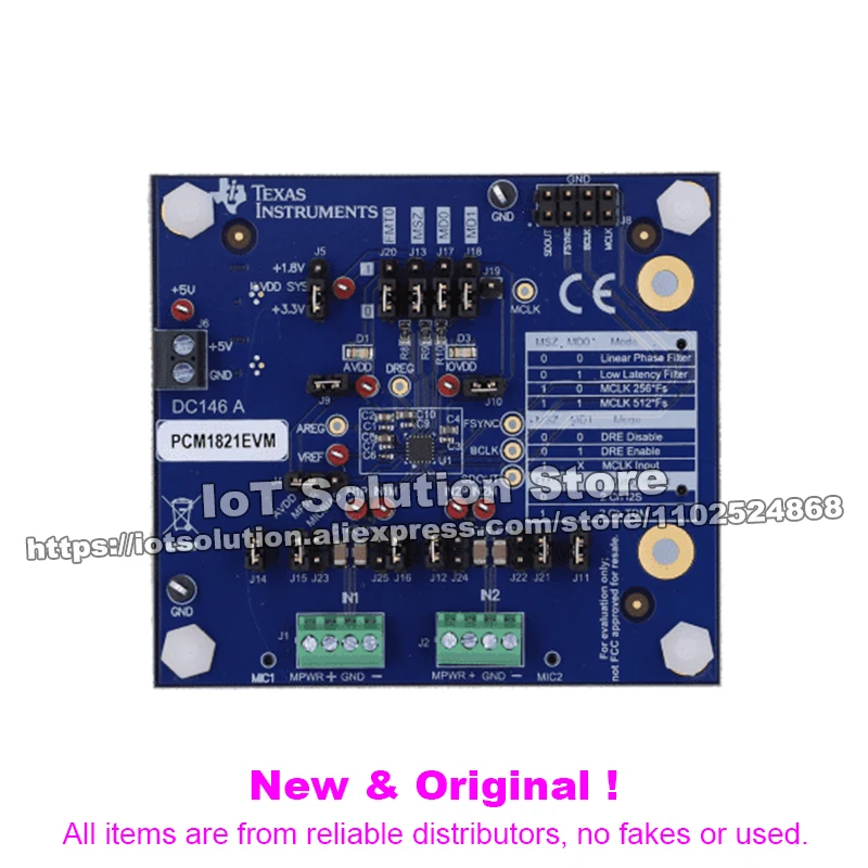PCM1821EVM PCM1821 stereo-channel, 32-bit, 192-kHz, audio ADC with 106-dB SNR evaluation module